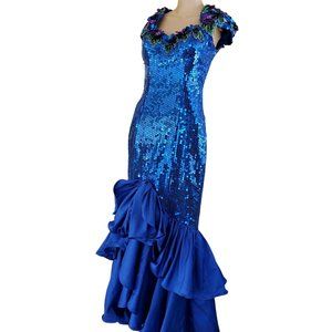 Vintage Alyce Blue Sequin Barbie Core Pageant Tango Dress Lined Women's XS